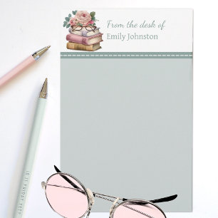 Pretty Books Sage Green Personalized Stationery