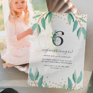 Pretty Botanical 6th Birthday Party Vellum Invitations