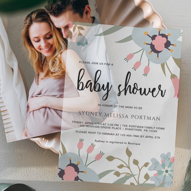 Pretty Botanical Baby Shower Vellum Invitations (Creator Uploaded)