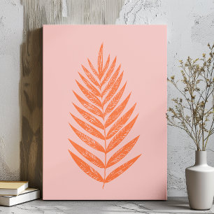 Pretty Botanical Fern Palm Leaf Pastel Pink Orange Canvas Print