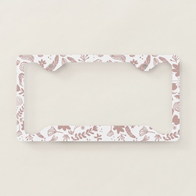 Pretty Botanical Floral Buds Greenery Pattern License Plate Frame (Front)