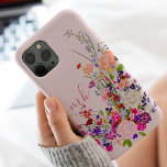 Pretty botanical floral wild flowers chic monogram Case-Mate iPhone 14 pro max case<br><div class="desc">Pretty botanical floral wild flowers chic monogram with pink,  blue,  purple and green flowers bouquet.</div>