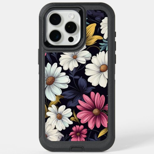 Pretty botanical floral wild flowers chic monogram iPhone 15 pro max case