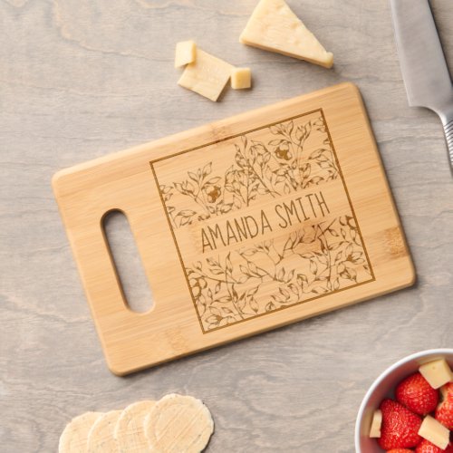 Pretty Botanical Fruiting Branches and Name Cutting Board