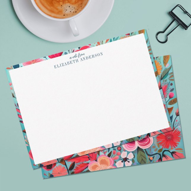 Pretty Botanical Girly Floral Frame  Note Card (Pretty floral stationery note cards. )