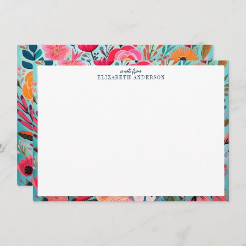 Pretty Botanical Girly Floral Frame  Note Card
