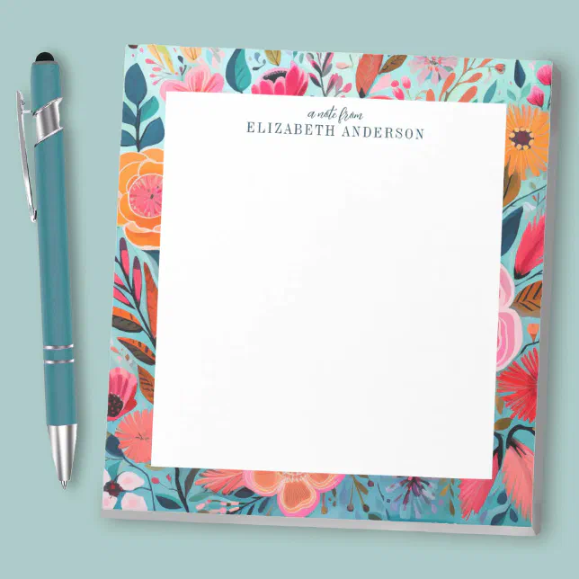 Pretty Botanical Girly Floral Notepad | Zazzle
