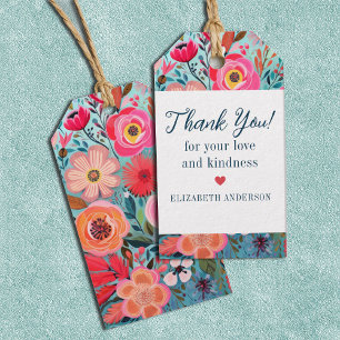 Pretty Botanical Girly Floral Thank You Gift Tags