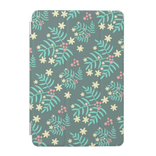 Pretty Botanical Leaves and Berries Blue Pattern iPad Mini Cover