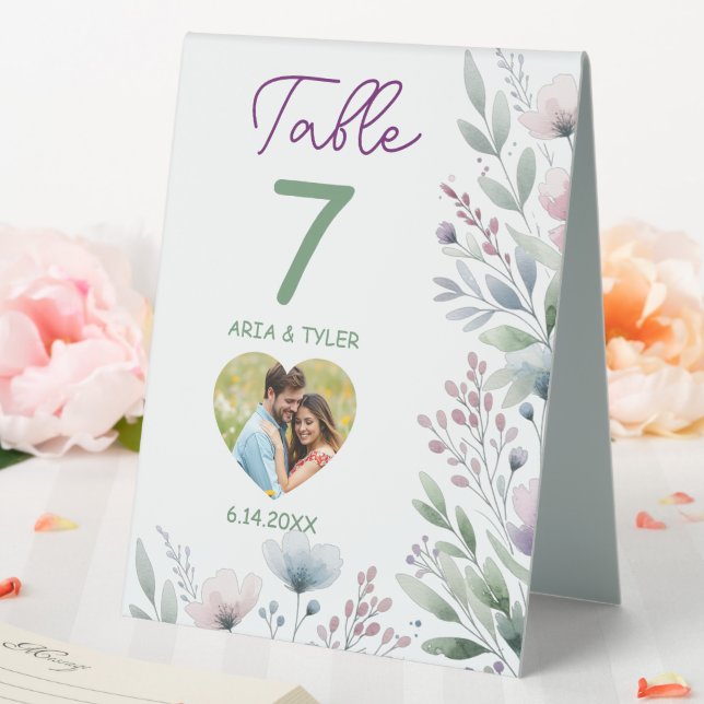 Pretty Botanical Personalized Wedding Table Tent (In SItu (Wedding))