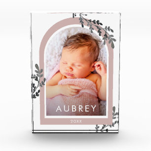 Pretty Botanical Pink Photo Arch with Name Acrylic Award