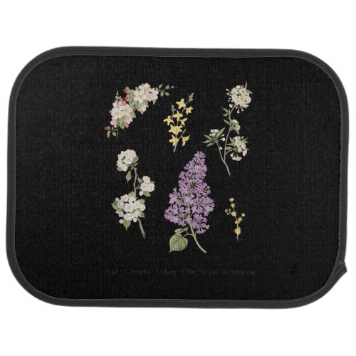 Pretty botanical print flowering trees lilac apple car floor mat