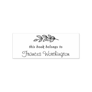 Pretty Botanical "This Book Belongs to" Custom Rubber Stamp