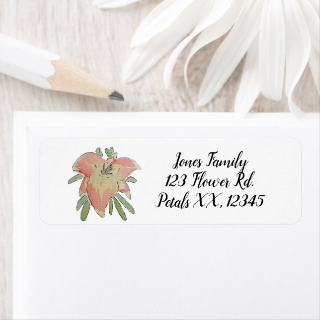 Pretty Botanical Watercolor Daylily Label (Insitu)