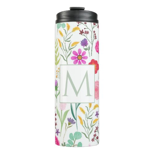 Pretty Botanical Watercolor Flowers Thermal Tumbler