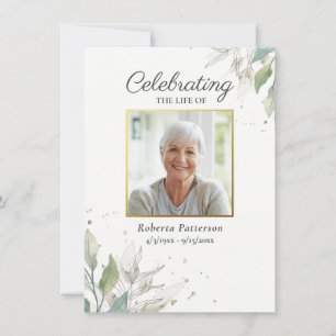 Pretty Botanicals Funeral Memorial Custom Photo Note Card