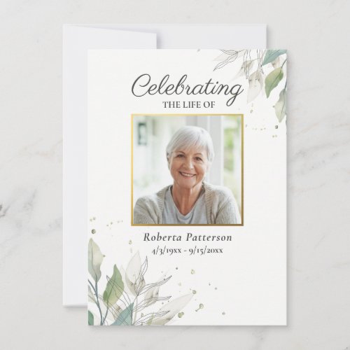 Pretty Botanicals Funeral Memorial Custom Photo