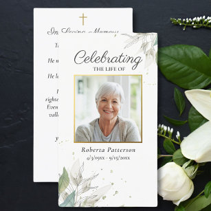 Pretty Botanicals Funeral Memorial Prayer Card