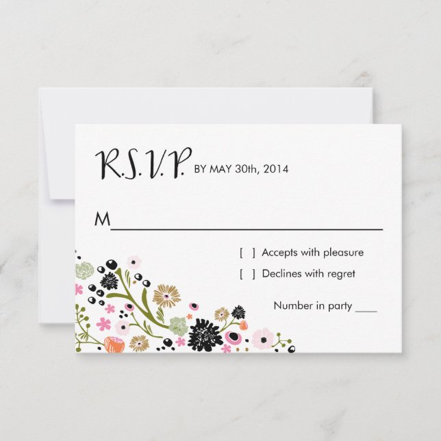 Pretty Bouquet Floral | R S V P Reply Card Invite (Front)
