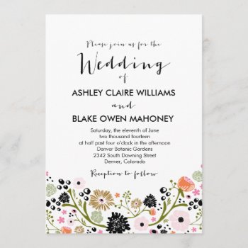 Pretty Bouquet Floral Wedding Invitation by PinkHippoPrints at Zazzle