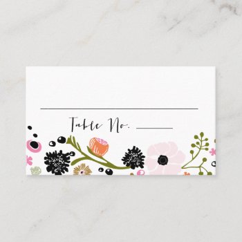 Pretty Bouquet Floral Wedding Table No. Card by PinkHippoPrints at Zazzle