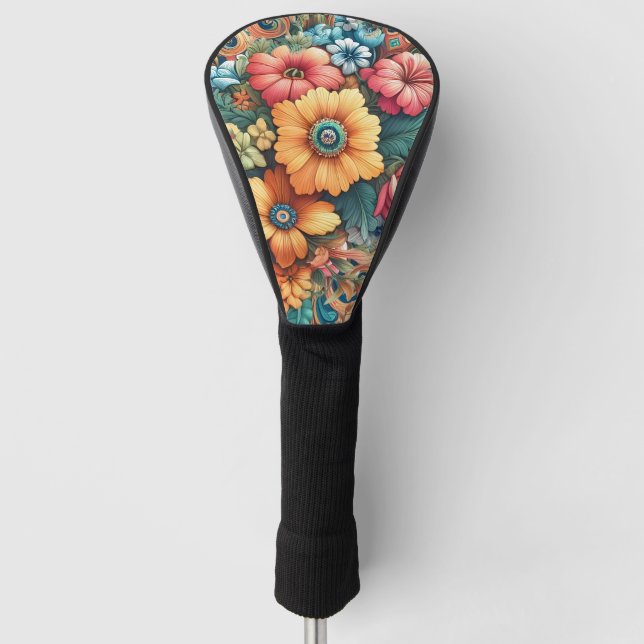 Pretty Bouquet of Flowers Golf Head Cover (Front)