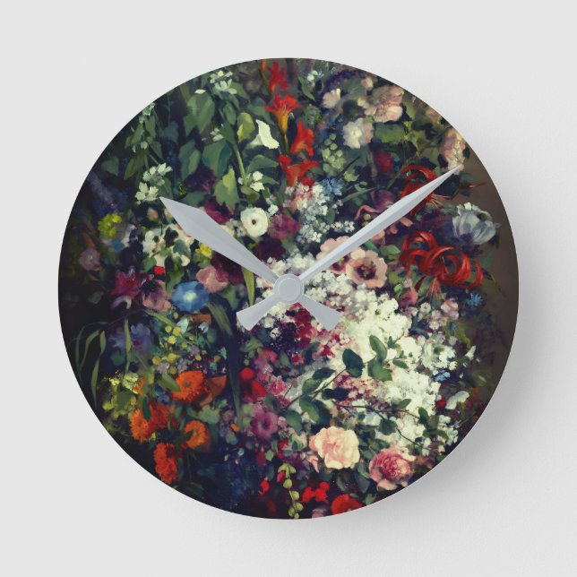 Pretty Bouquet of Flowers in a Vase Round Clock (Front)