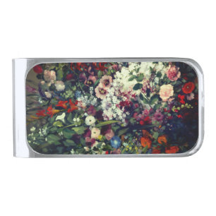 Pretty Bouquet of Flowers in a Vase Silver Finish Money Clip