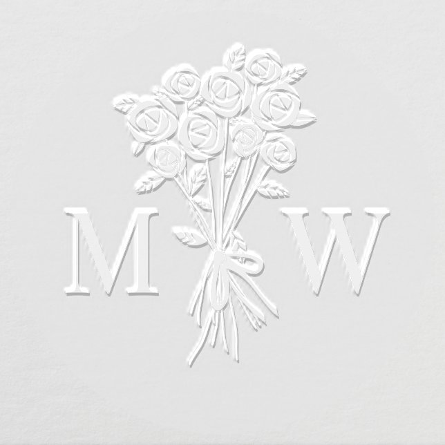 Pretty Bouquet of Roses 2 Initial Wedding Couple Embosser (Design)