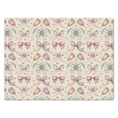 Pretty Bow and Tulip Pattern Tissue Paper