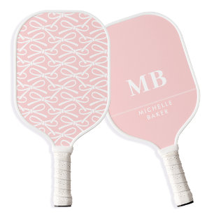 Pretty Bow Custom Monogram Name Pink Pickleball Paddle