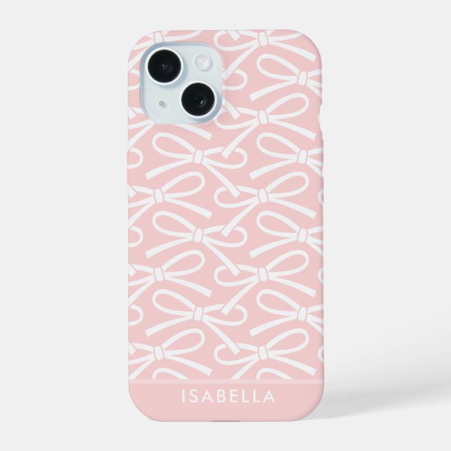 Pretty Bow Custom Name Pink Iphone Case (Back)