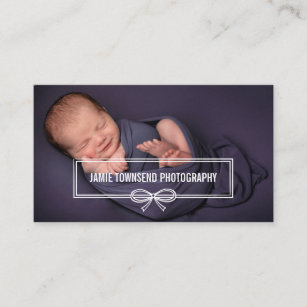 Pretty Bow Frame Custom Photo Baby Photographer Business Card