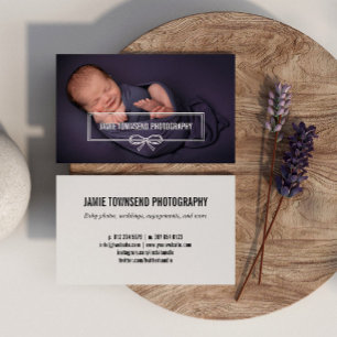 Pretty Bow Frame Custom Photo Baby Photographer Business Card