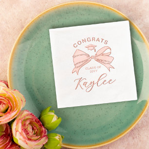 Pretty Bow Name in Script Congrats Grad Foil Napkins