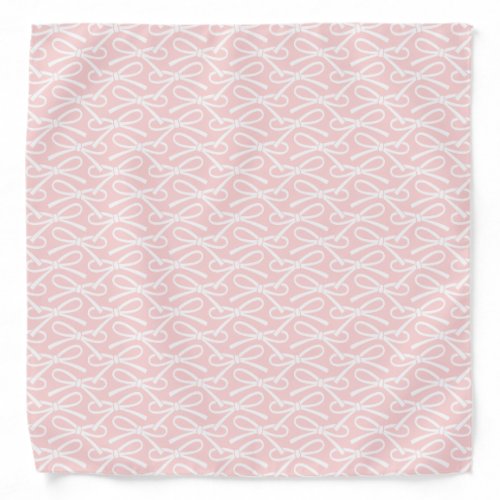Pretty Bow Pattern Blush Pink White Bandana