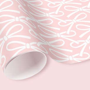 Pretty Bow Pattern Pink White Modern Wrapping Paper