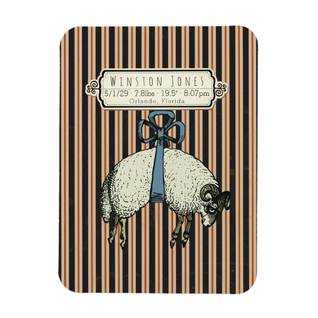Pretty Bow Sheep™ Collection - Birth Info / Magnet (Vertical)