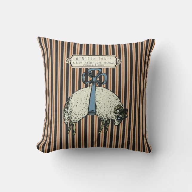 Pretty Bow Sheep™ Collection - Birth Info / Throw Pillow (Front)