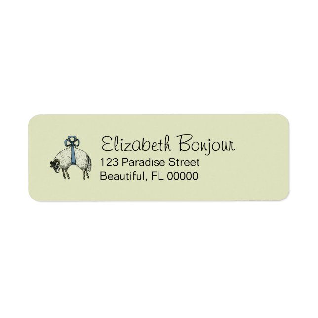 Pretty Bow Sheep DESIGN OPTIONS ~30 Lbls 3/4x2 1/4 Label (Front)