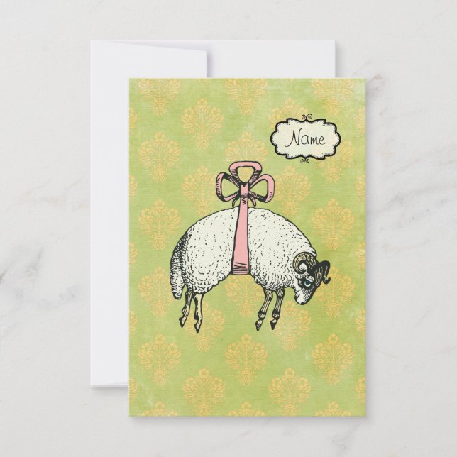 Pretty Bow Sheep DESIGNER OPTIONS  ~ Invitations (Front)