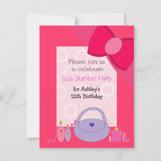 Pretty Bow Spa Birthday Party Invitation