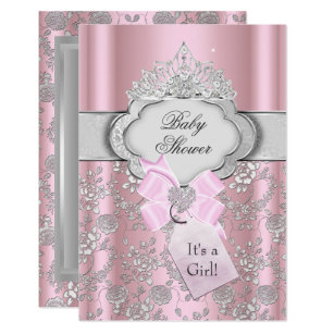 pretty bow tiara princess baby shower invitation unique princess invitations