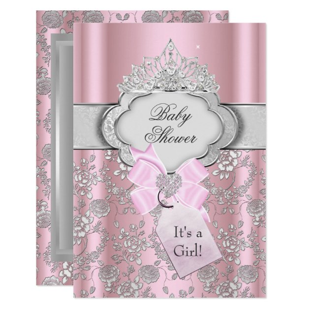 Pretty Bow Tiara Princess Baby Shower Invitation