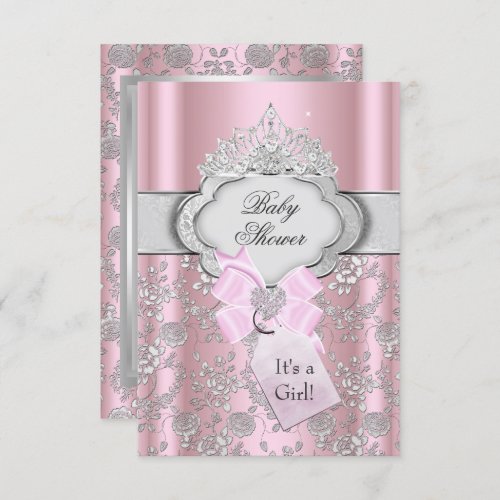 Pretty Bow Tiara Princess Baby Shower Invitation