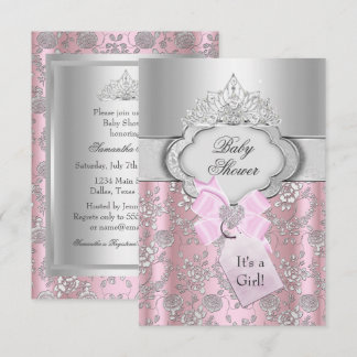 Pretty Bow & Tiara Princess Baby Shower Invitation