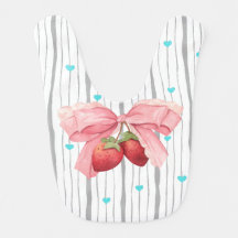Pretty bow with strawberries Hearts and stripes