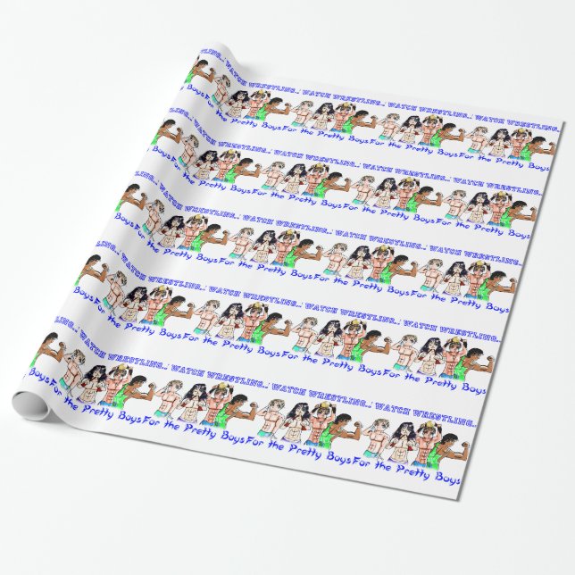 Pretty Boy Wrestling Wrapping Paper (Unrolled)