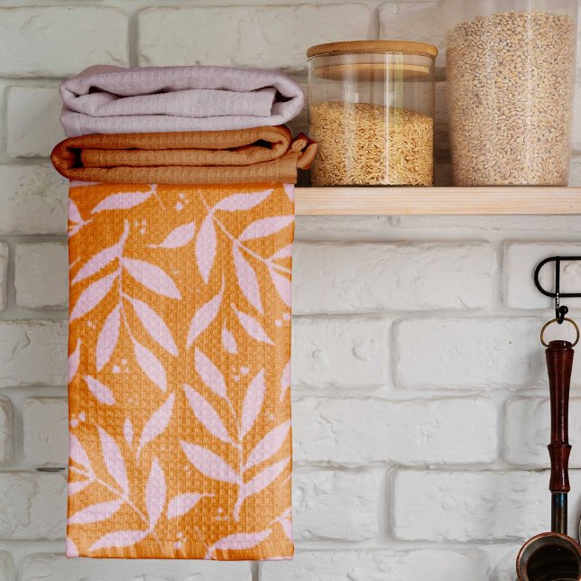 Pretty branches - orange and pink kitchen towel (Creator Uploaded)