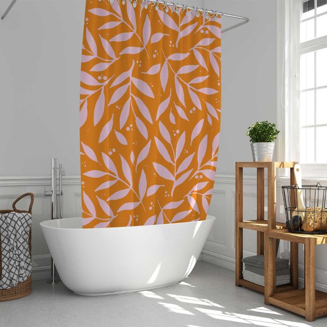 Pretty branches - orange and pink shower curtain (Creator Uploaded)